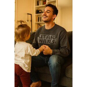 Star Wars Gray Crewneck Sweatshirt With Silver Logo Print Size XL